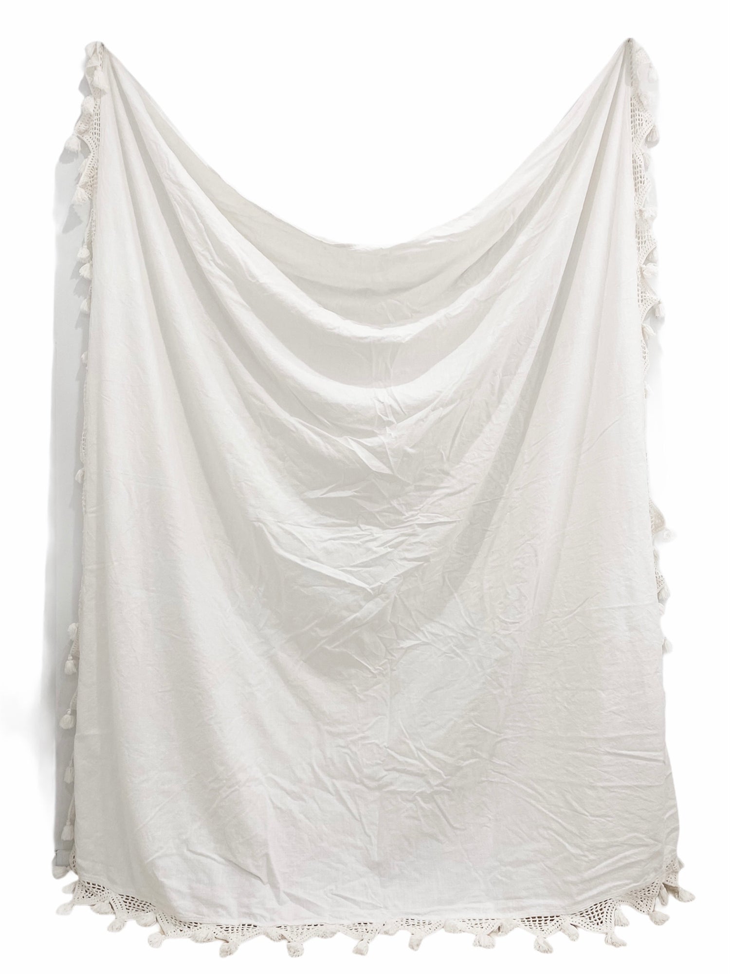 White 100% cotton Gypsy Throw Blanket