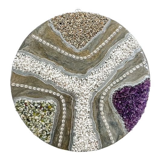 Geode Resin Wall Art | 60cm | Amethyst & Taupe