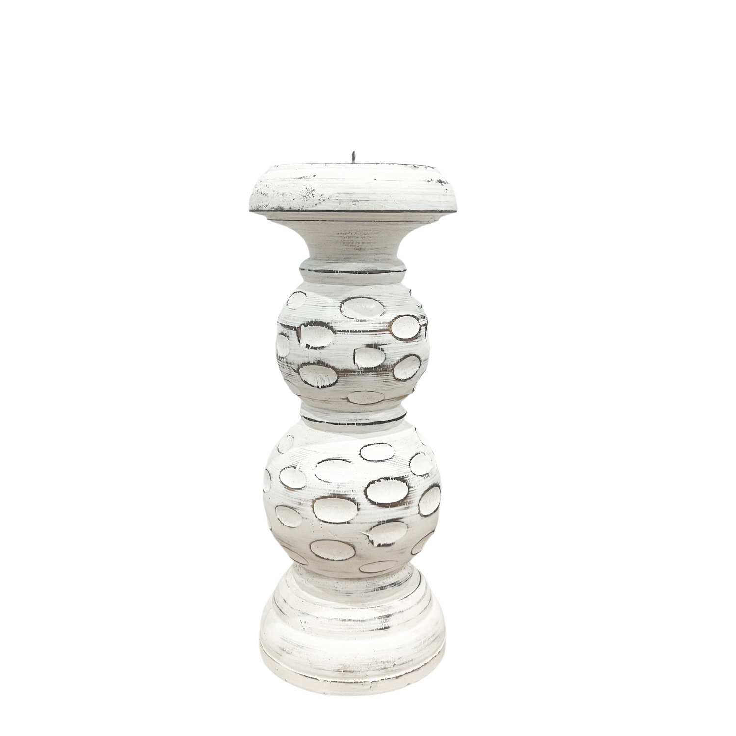 Boho Whitewash Candle Stick - small
