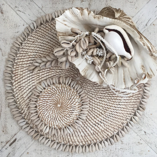 Whitewashed Cowrie Coasters & Placemats