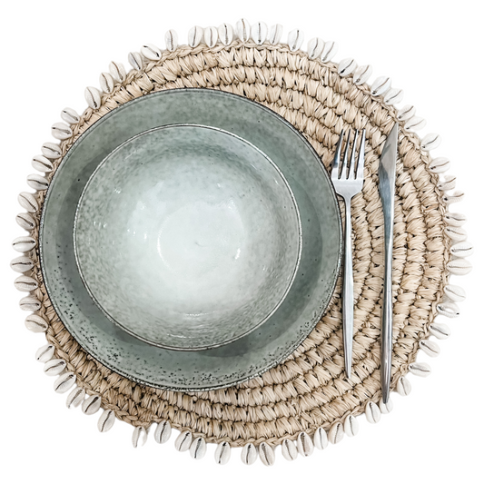 Bora Bora Raffia Placemat featuring Cowrie